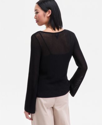 Women's Long Sleeve Open-Knit Sweater