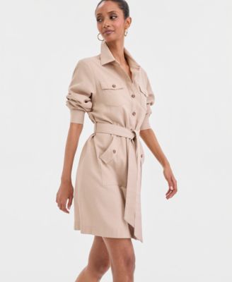 Women's Long-Sleeve Belted Shirtdress, Macy's Exclusive