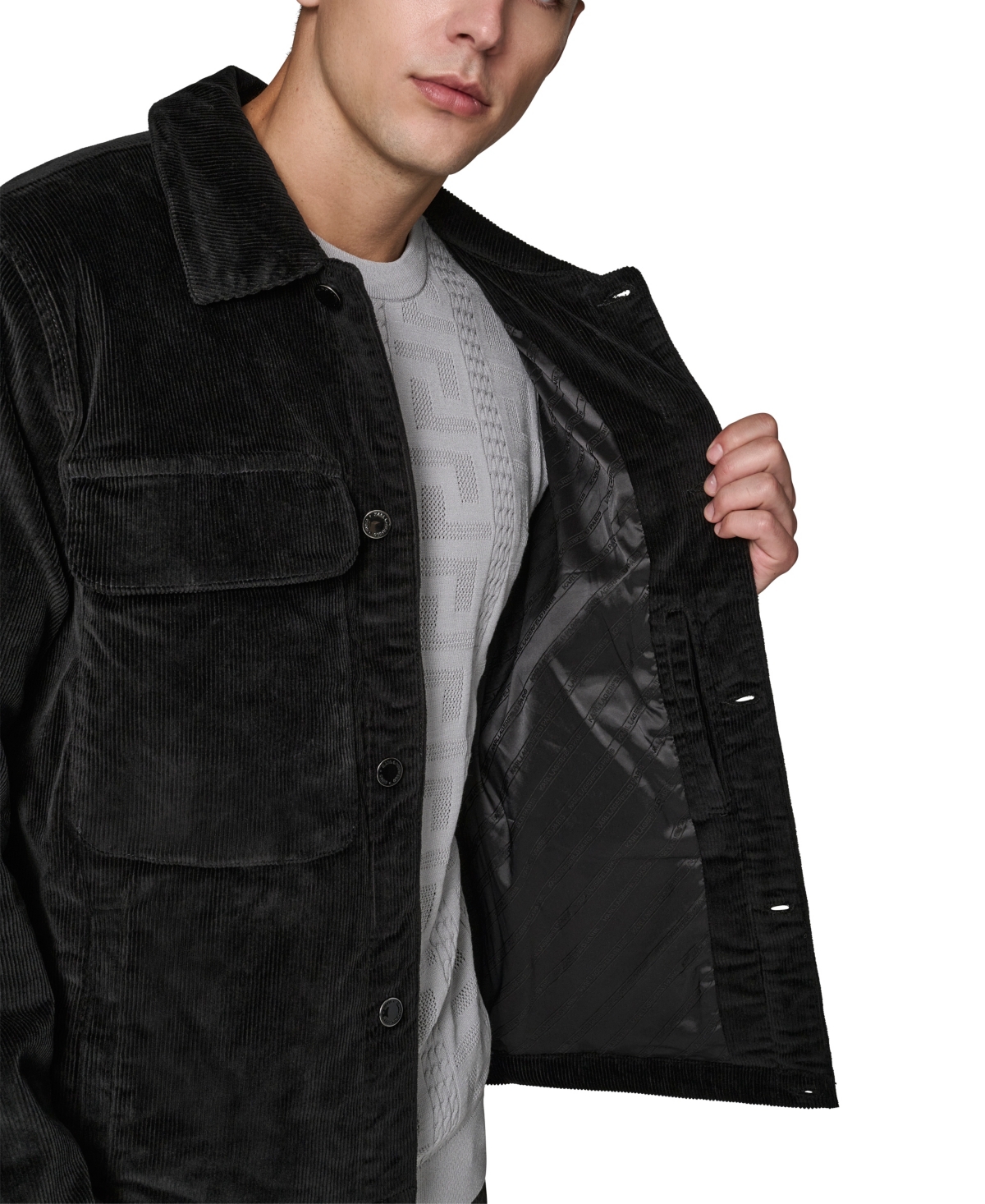 Karl Lagerfeld Paris Men's Corduroy Collared Shirt Jacket