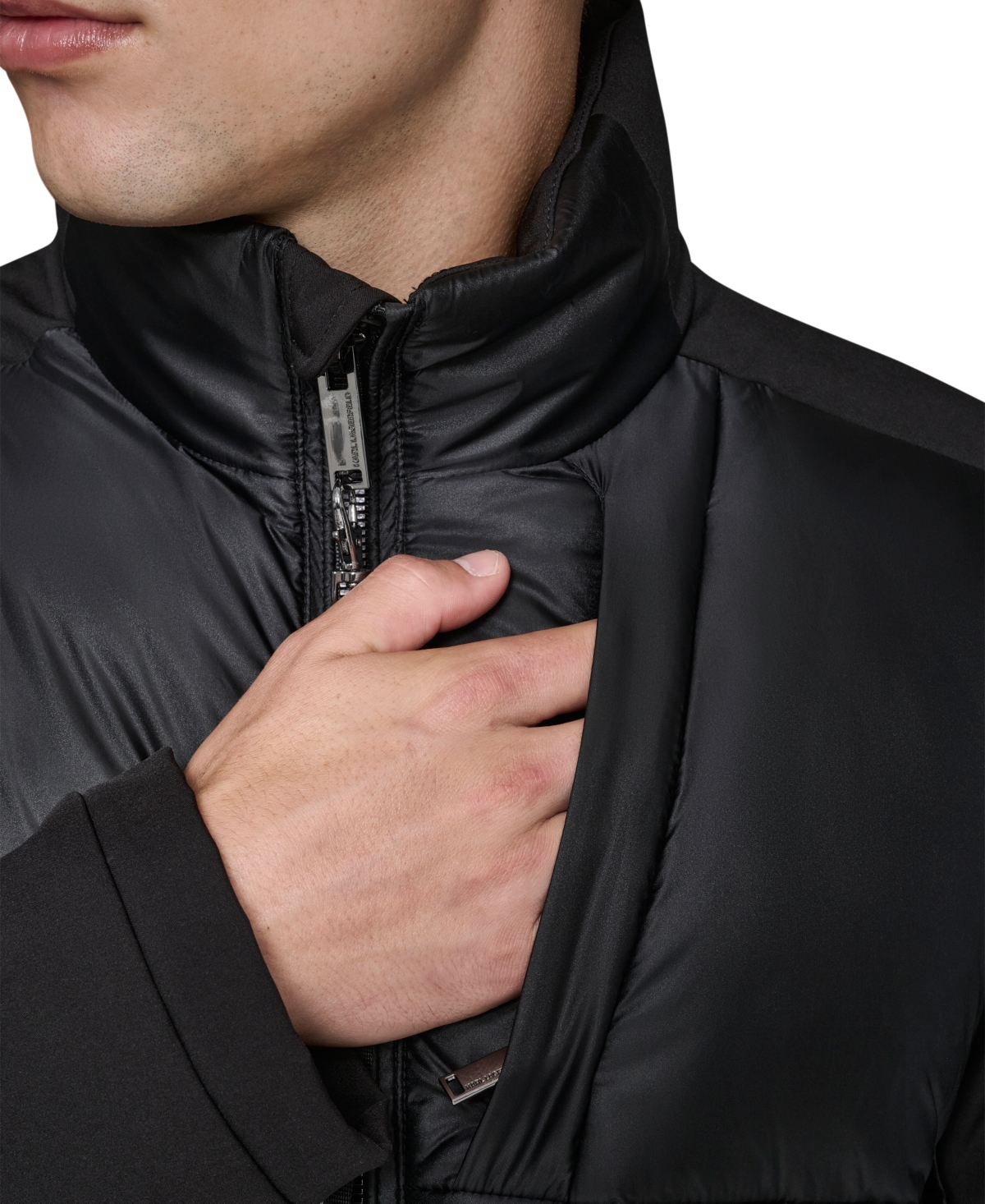 Karl Lagerfeld Paris Men's Mixed Media Quilted Jacket