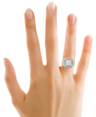 Diamond Triple Halo Ring (1-3/4 ct. t.w.) in 14k White and Yellow Gold