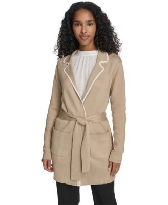 Calvin Klein - Women's Tie-Waist Contrast Collar Sweater