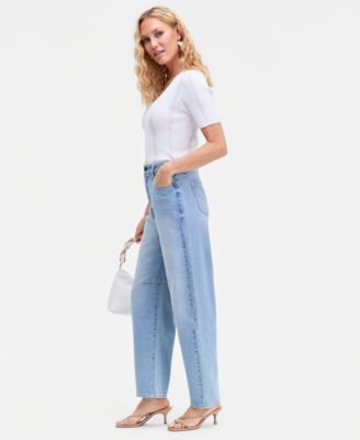 Women's High-Rise Barrel-Leg Jeans, Macy's Exclusive 
