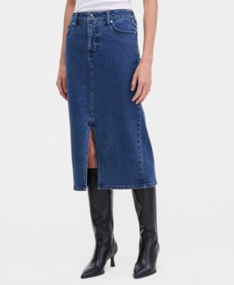 Women's Studded Denim Cotton Midi Skirt, Macy's Exclusive