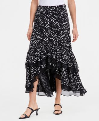 Women's Chiffon Dot-Print High-Low Maxi Skirt, Macy's Exclusive