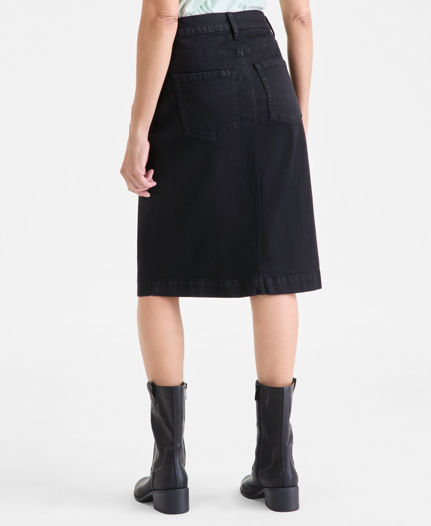 Women's Denim Slit Midi Skirt