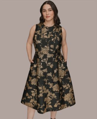 Plus Size Sleeveless Fit and Flare Midi Dress