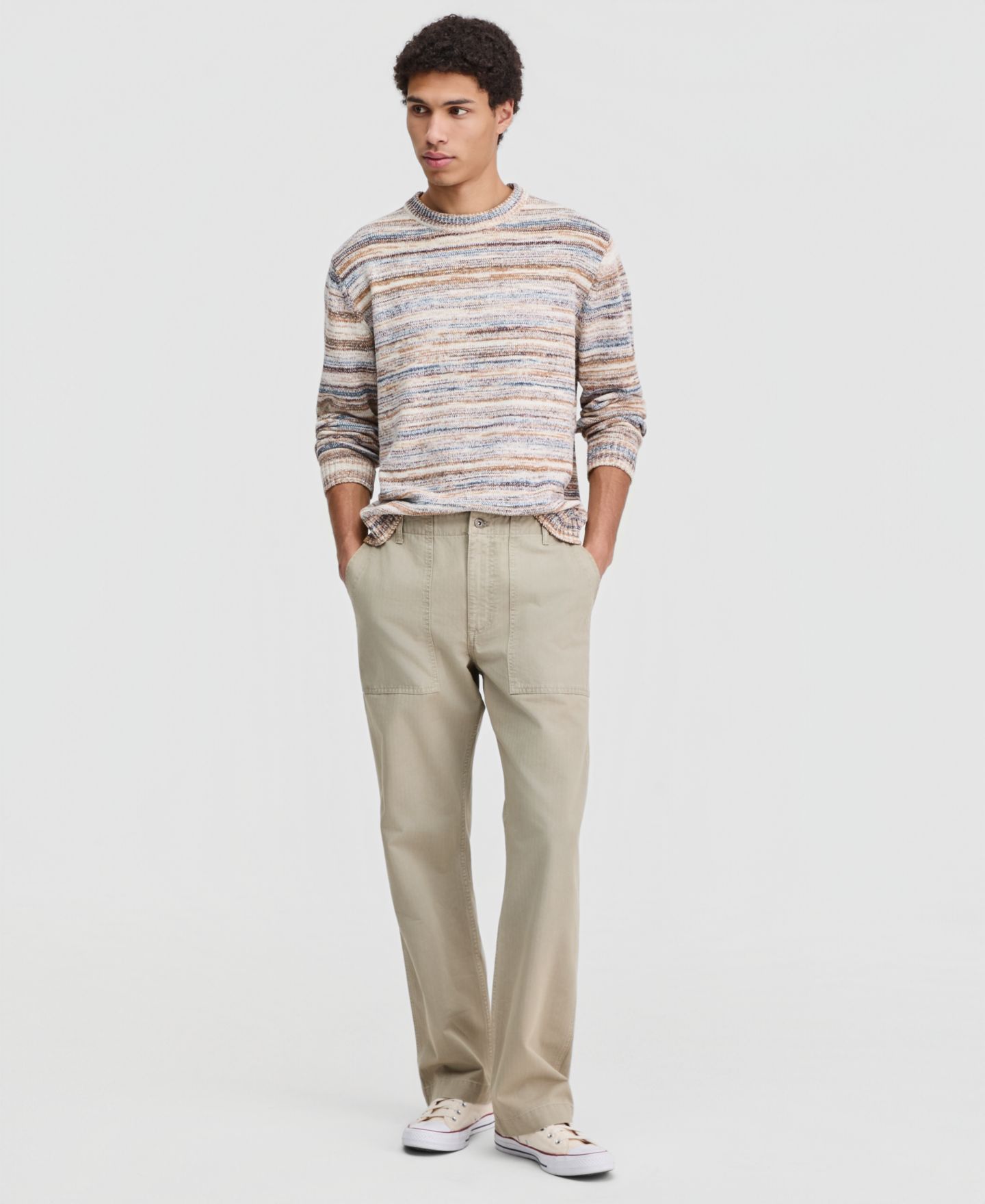 Мужской свитер Sun + Stone Long-Sleeve Space-Dyed Crewneck, цвет: Нейтральный — фото 2