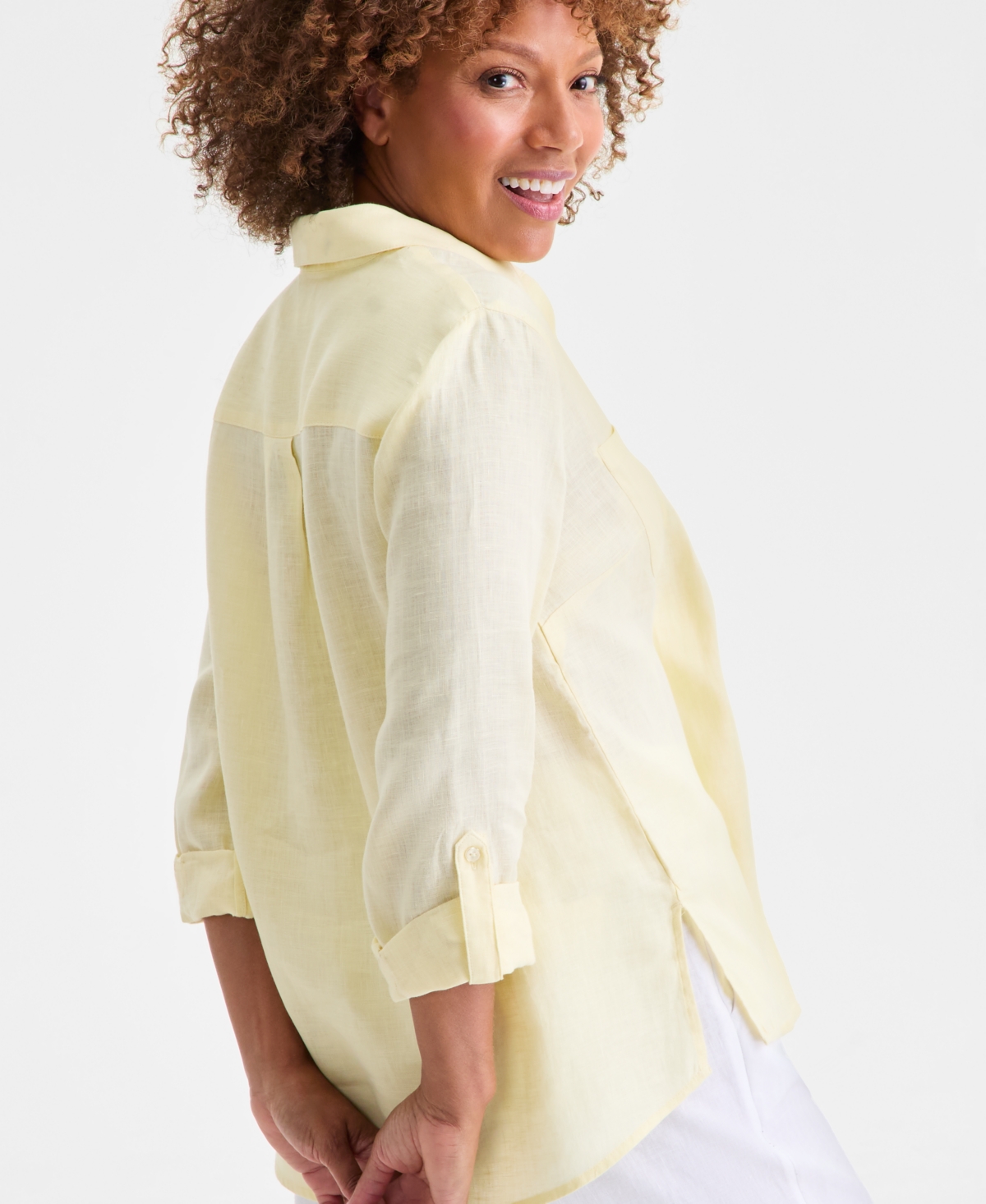 Charter Club Women's 100% Linen Shirt, Created For Macy's In Blue