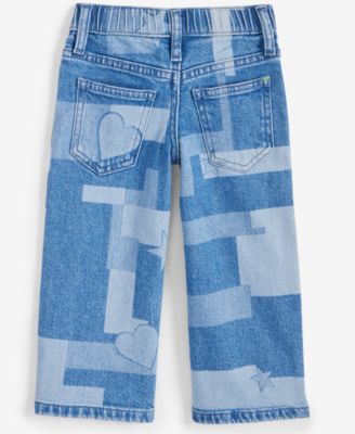 Girls Toddler 2T-4T Olivia Patch Wide-Leg Cropped Jeans, Macy's Exclusive