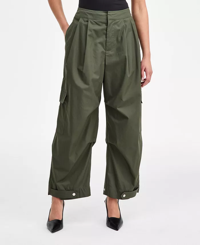Women's Olive Barrel-Leg Pants - thumbnail 3