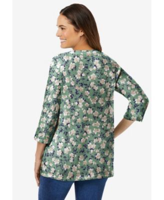 Women's Within Perfect Printed Three-Quarter Sleeve V-Neck Tee