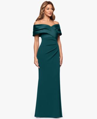 Petite Off-The-Shoulder Sweetheart-Neckline Gown