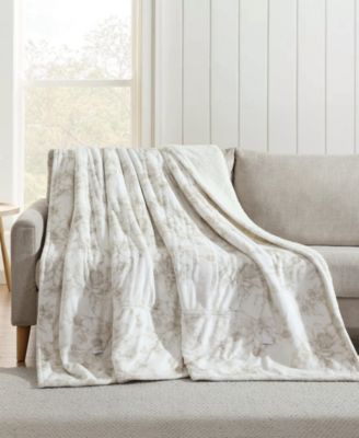 Wistful Blooms Printed Plush Heated Blanket, King