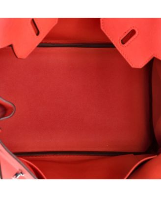 Birkin 25 Handbag Red Swift with Palladium Hardware