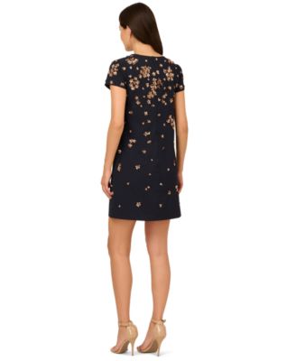 Women's Beaded Crepe Shift Dress