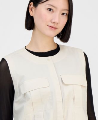 Women's Drop-Shoulder Sleeveless Utility Blouse, Macy's Exclusive