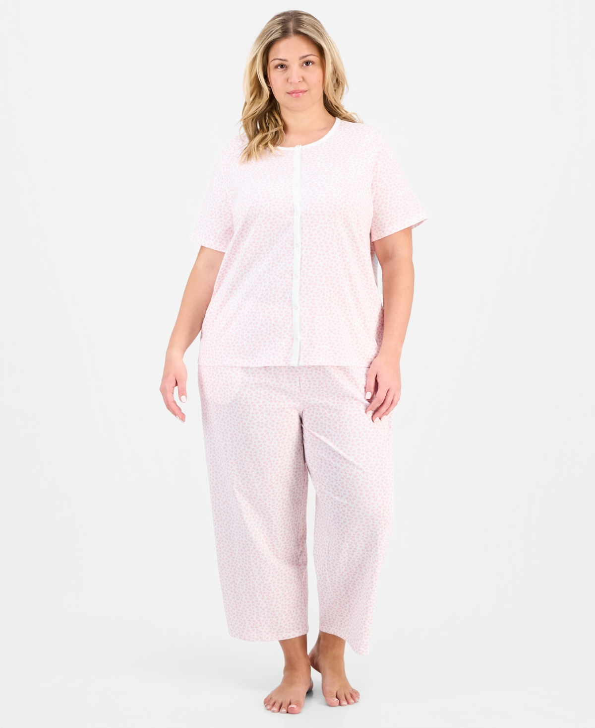 Charter Club Plus 2-Pc. Cotton Cropped Pajamas Set, Created for Macy's