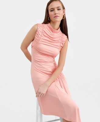 Women's Ruched Asymmetric Midi Dress, Macy's Exclusive