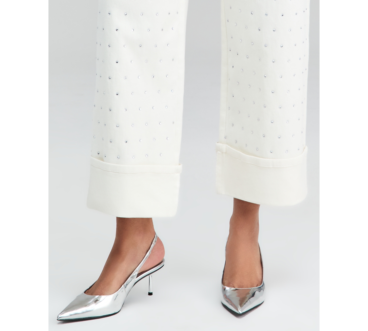 And Now This Women's Embellished Cuffed Wide-leg Jeans, Macy's Exclusive In White