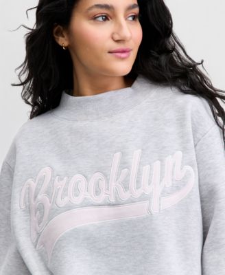 Juniors' Oversized Mock-Neck Sweatshirt