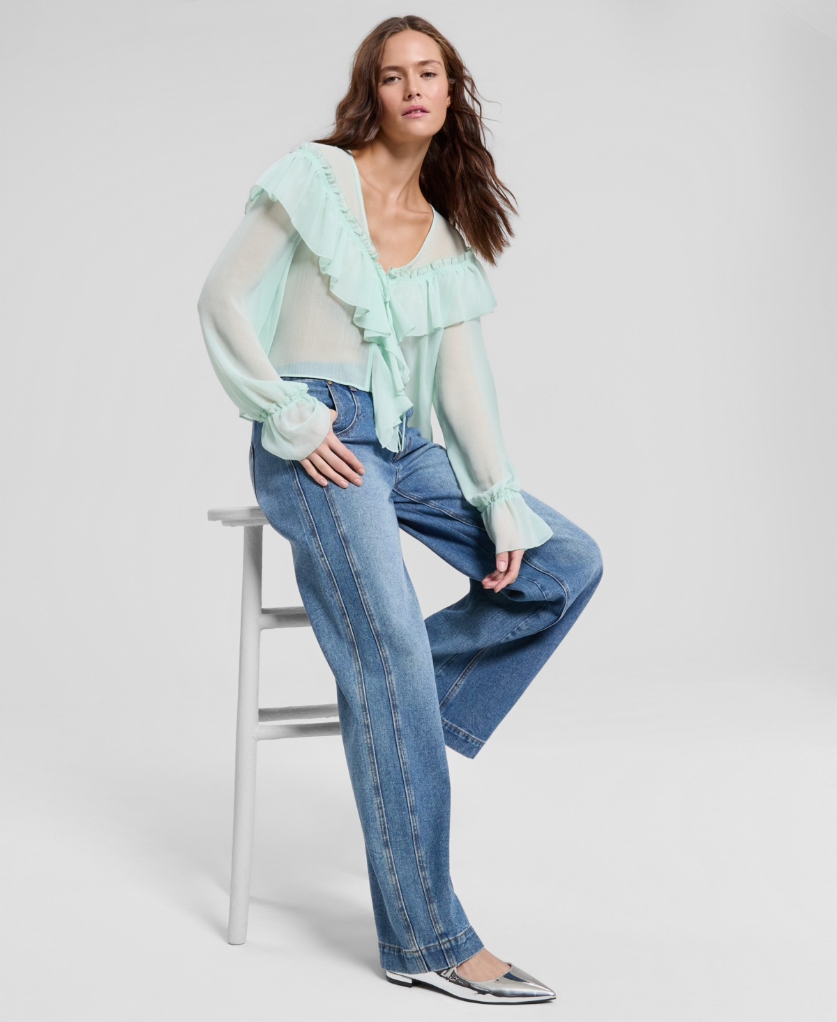 And Now This Women's Ruffled Chiffon Blouse, Macy's Exclusive