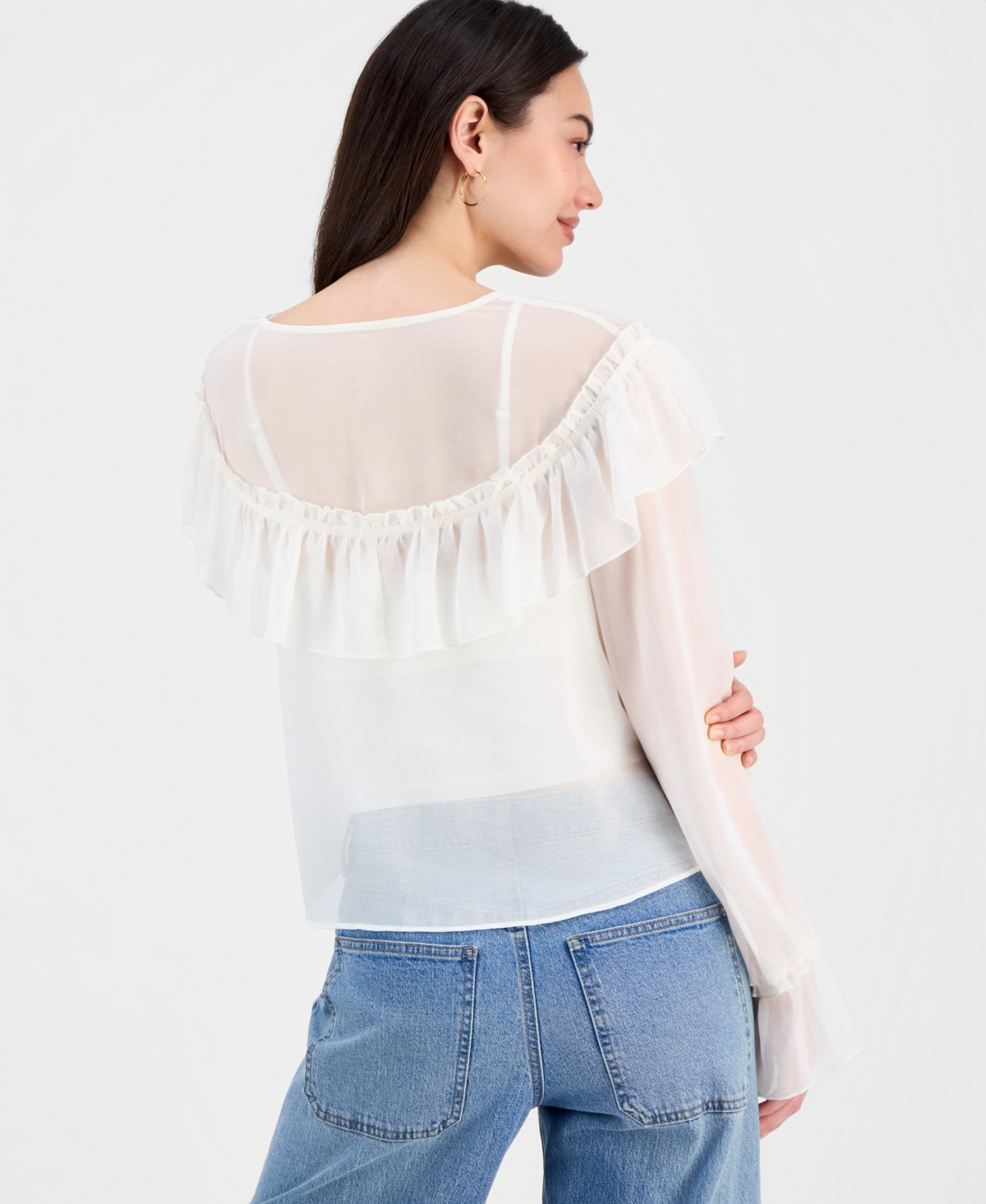 And Now This Women's Ruffled Chiffon Blouse, Macy's Exclusive In White