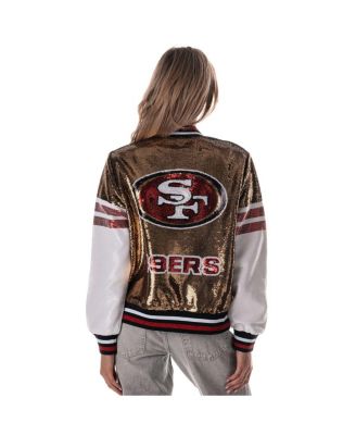 Women's Gold San Francisco 49ers Sequin Bomber Jacket