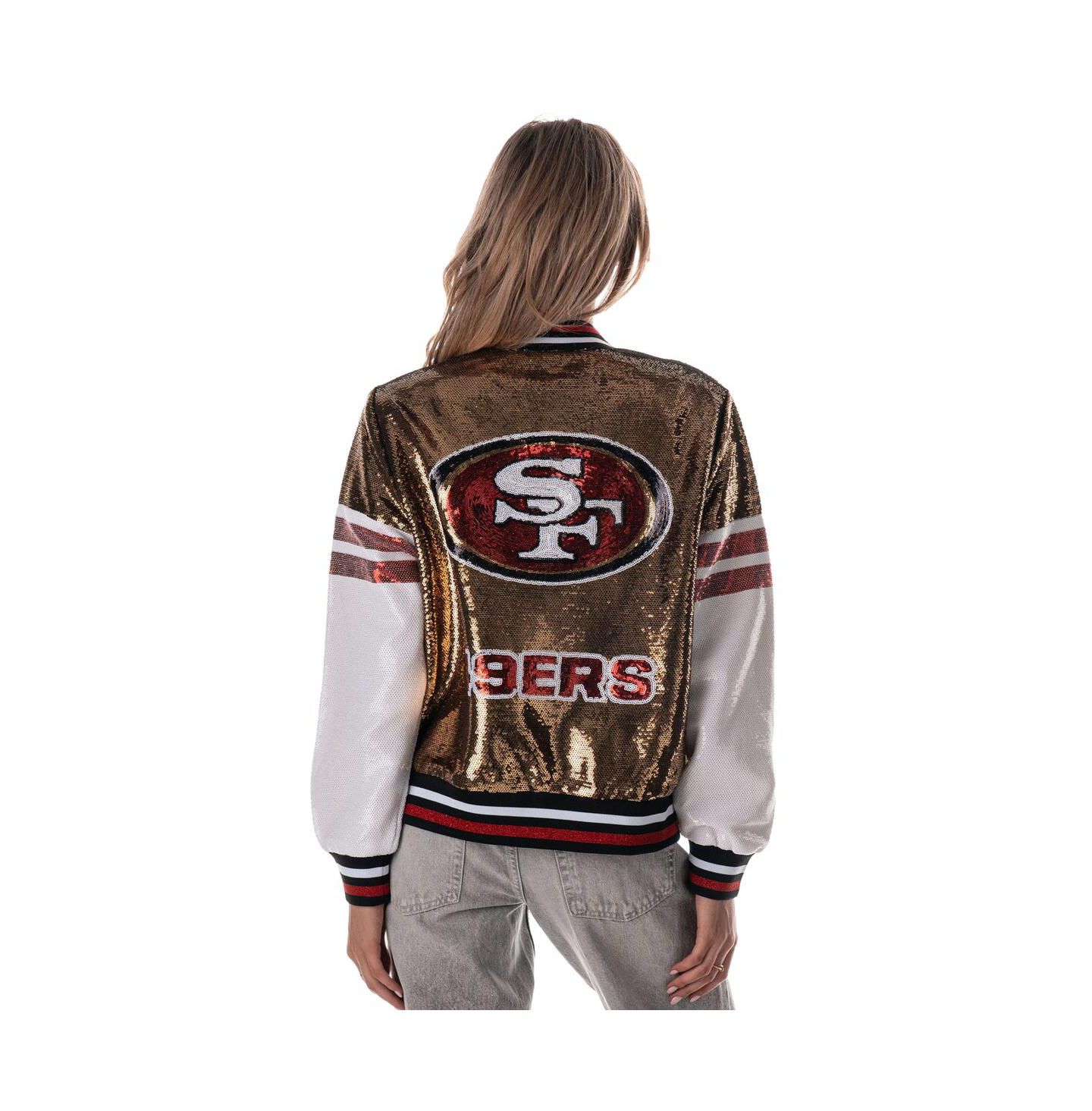 Женская куртка The Wild Collective Gold San Francisco 49ers Sequin Bomber — фото 5