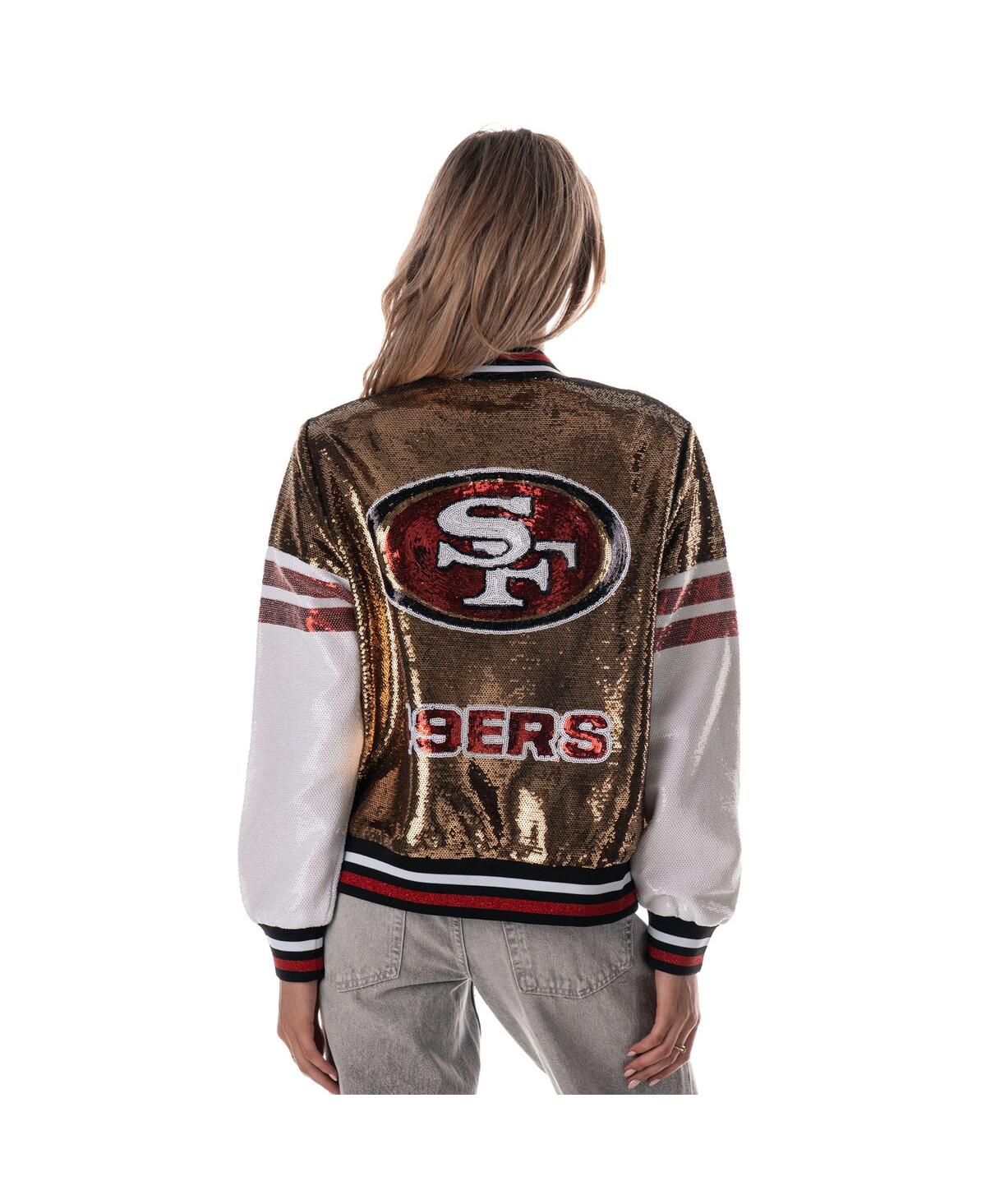 The Wild Collective Gold San Francisco 49ers Sequin Bomber Jacket In Gold