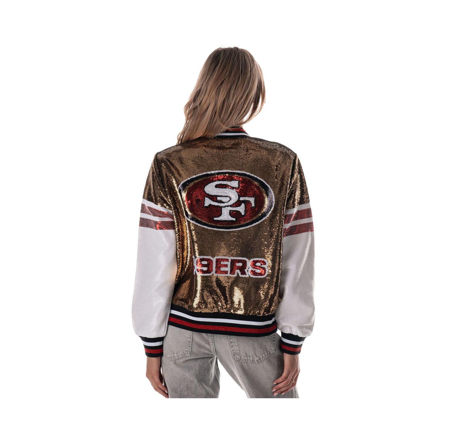 Women's Gold San Francisco 49ers Sequin Bomber Jacket
