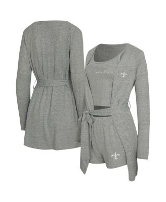 Women's 2-Piece Heather Gray New Orleans Saints Rigor Tank and Short Robe Set