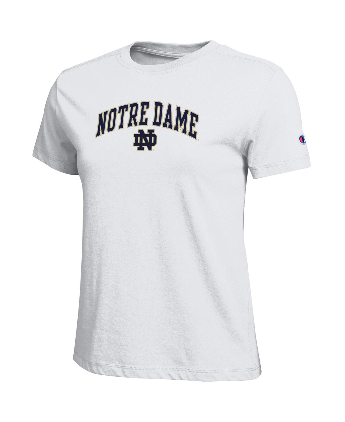 Champion Women's White Notre Dame Fighting Irish Arched Over Logo T-shirt In Black