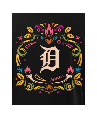 Men's Black Detroit Tigers Día De Los Muertos T-Shirt