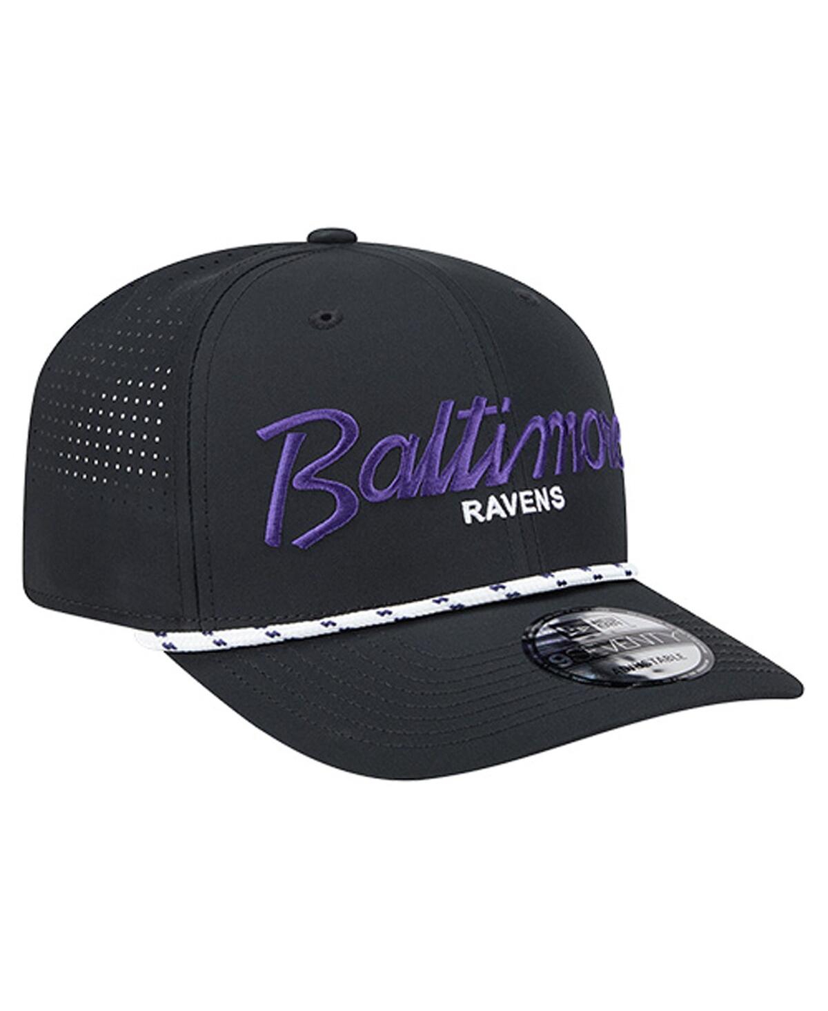 New Era Men's Black Baltimore Ravens Script 9seventy Adjustable Hat In Black