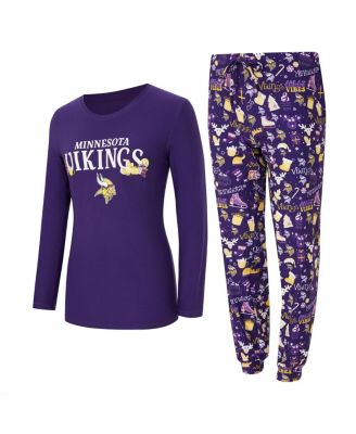 Concepts Sport - Women's Purple Minnesota Vikings Chestnut Long Sleeve T-Shirt and Pants Sleep Set