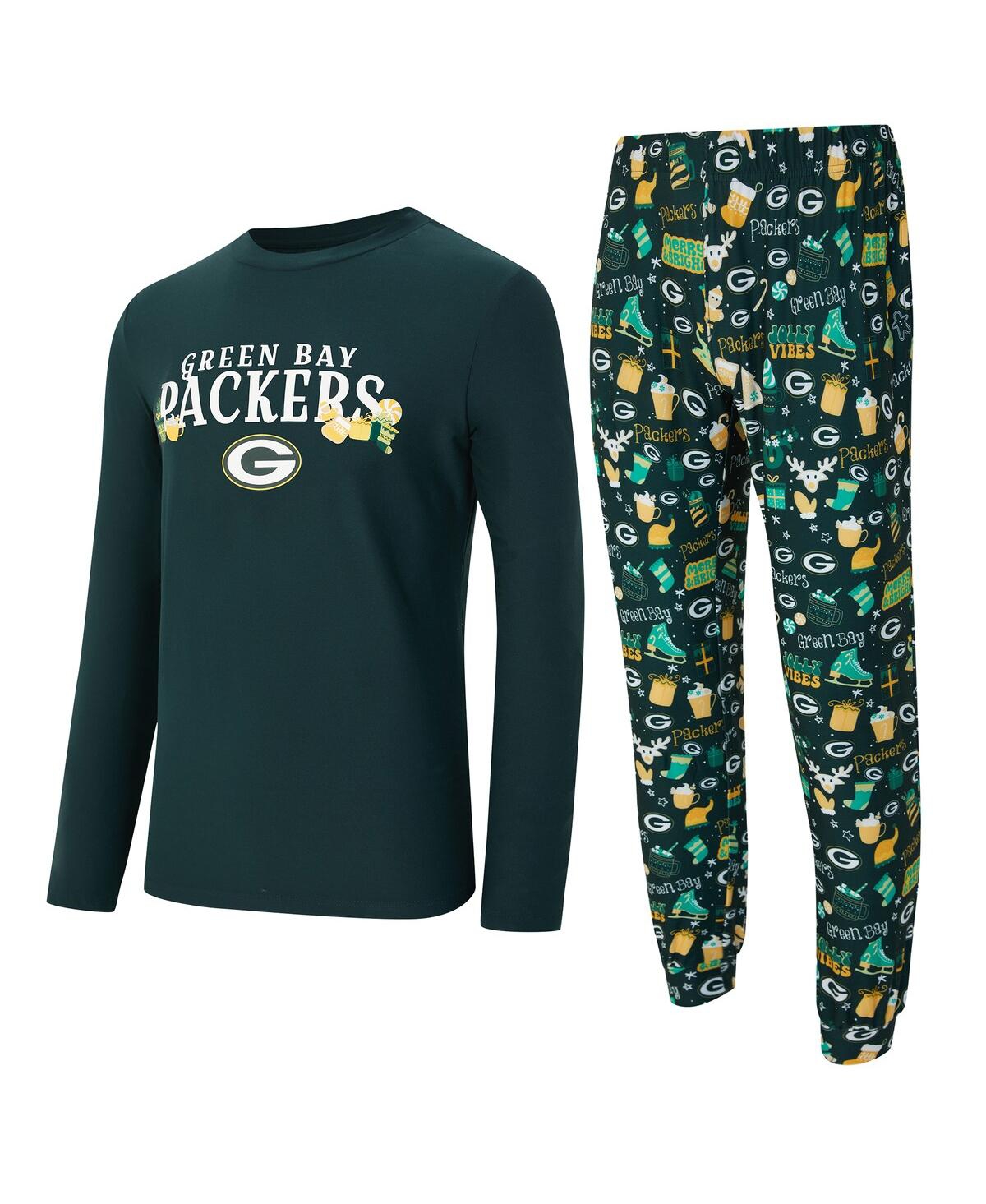 Concepts Sport Men's 2-Piece Green Bay Packers Chestnut Long Sleeve Top and Pants Set