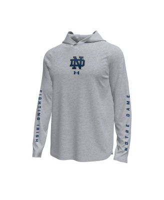 Men's Gray Notre Dame Fighting Irish Tech Stretch Long-Sleeve Hooded T-Shirt