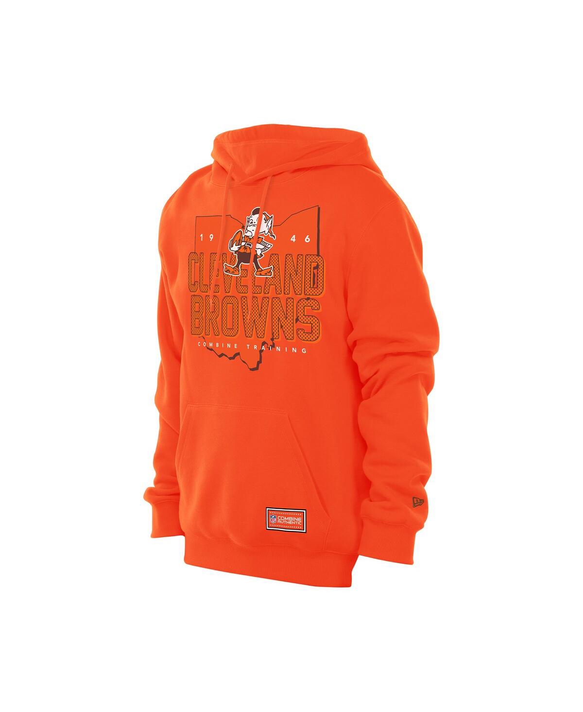 New Era Men's Orange Cleveland Browns Combine Authentic Local State Throwback Hoodie