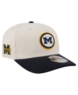 New Era - Men's Cream/Navy Michigan Wolverines Loyal Corduroy 9SEVENTY Adjustable Hat
