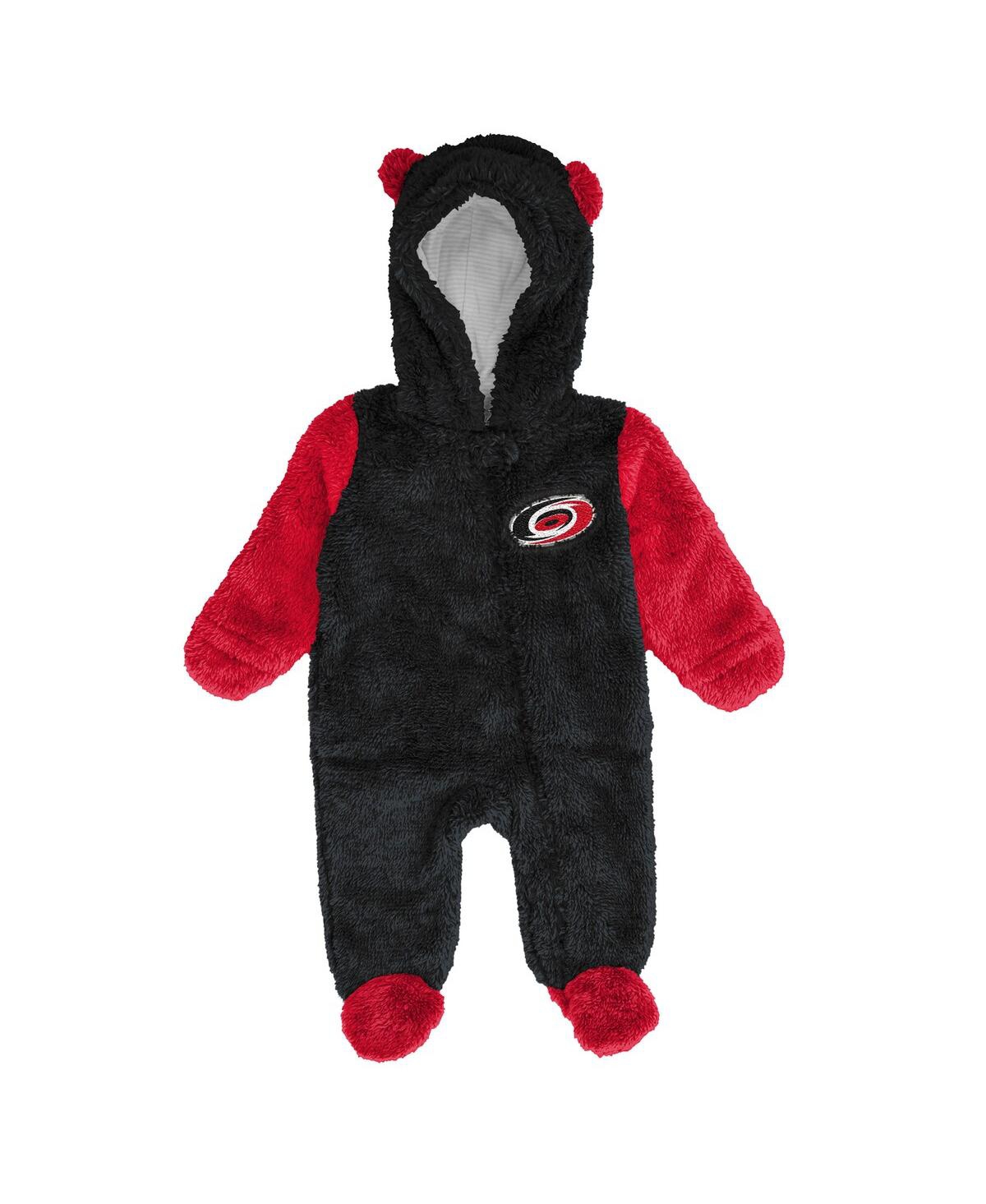 Outerstuff Baby Boys And Girls Red Carolina Hurricanes Stay Napping Fleece Bunting Full-zip Hooded Sleeper In Red