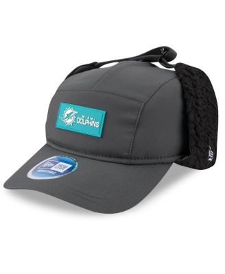 New Era - Men's Charcoal Miami Dolphins 2025 Sideline Cold Weather Runner Dog Ear Adjustable Hat