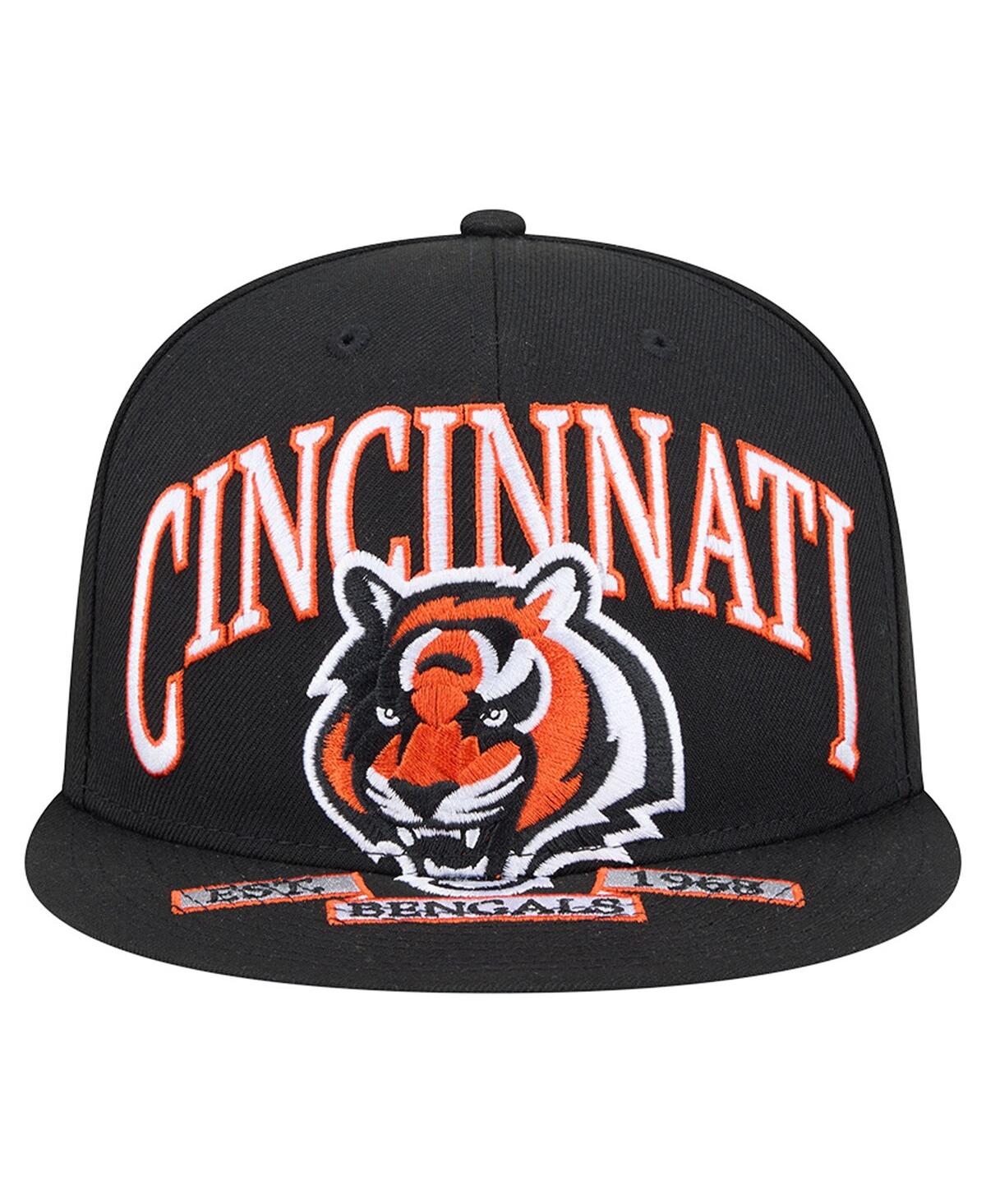 New Era Men's Black Cincinnati Bengals Head Oversized 59FIFTY Fitted Hat