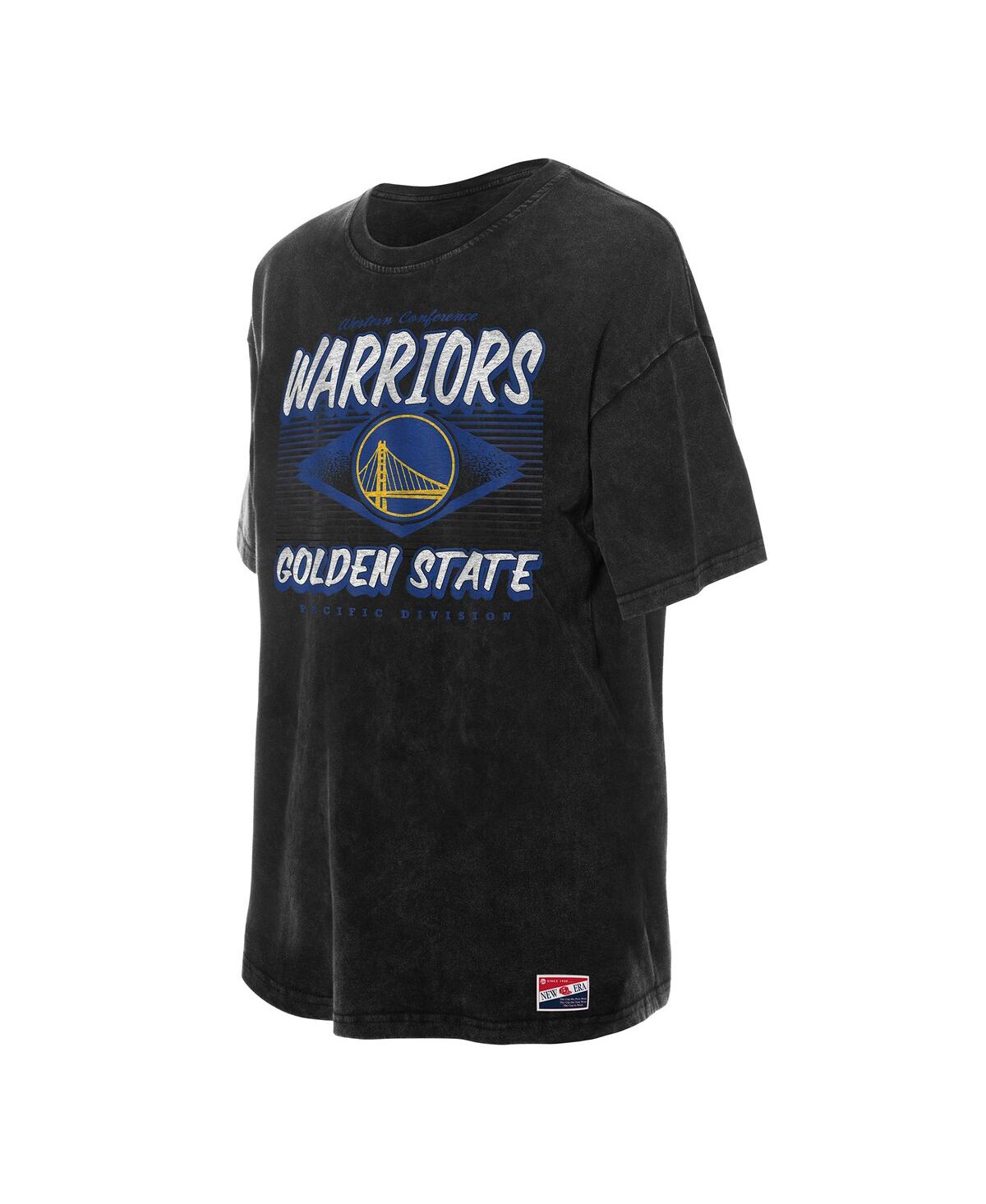 New Era Women's Black Golden State Warriors Throwback Mineral Wash Oversized T-Shirt