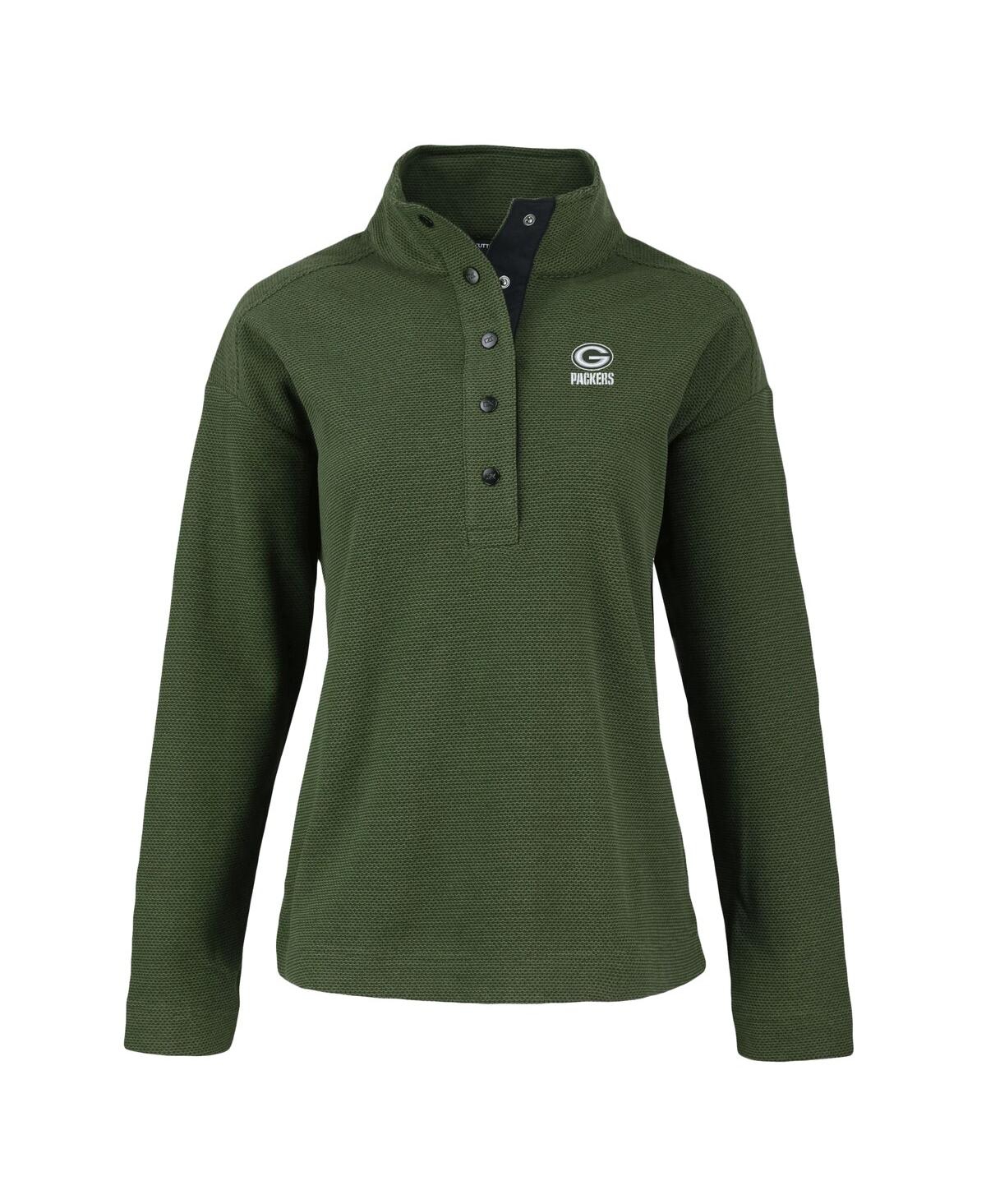 Cutter & Buck Women's Green Bay Packers Hunts Point Eco Half-Snap Sweatshirt