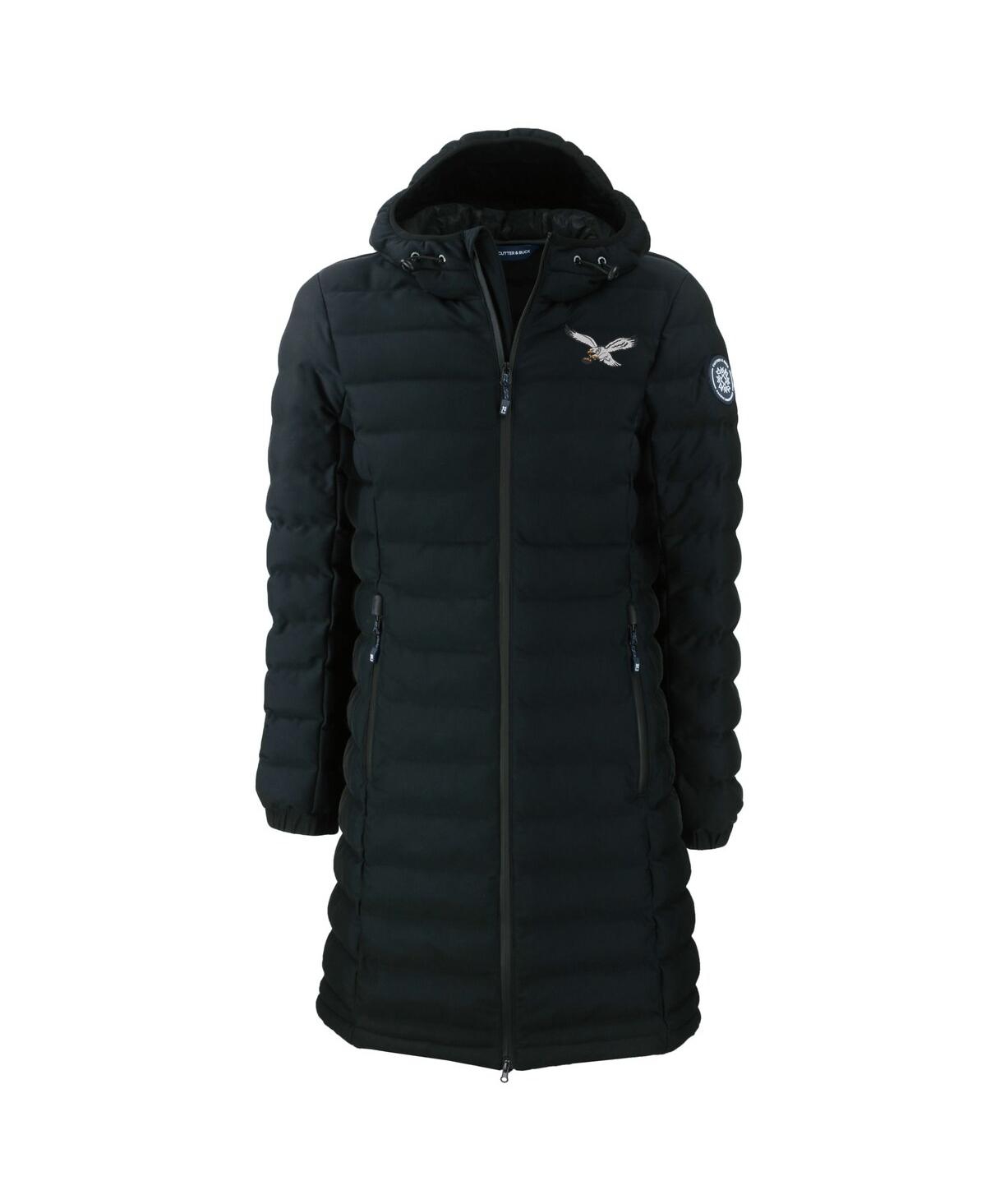 Cutter & Buck Women's Black Philadelphia Eagles Throwback Logo Mission Ridge Eco Insulated Full-zip Puffer Jacket In Black