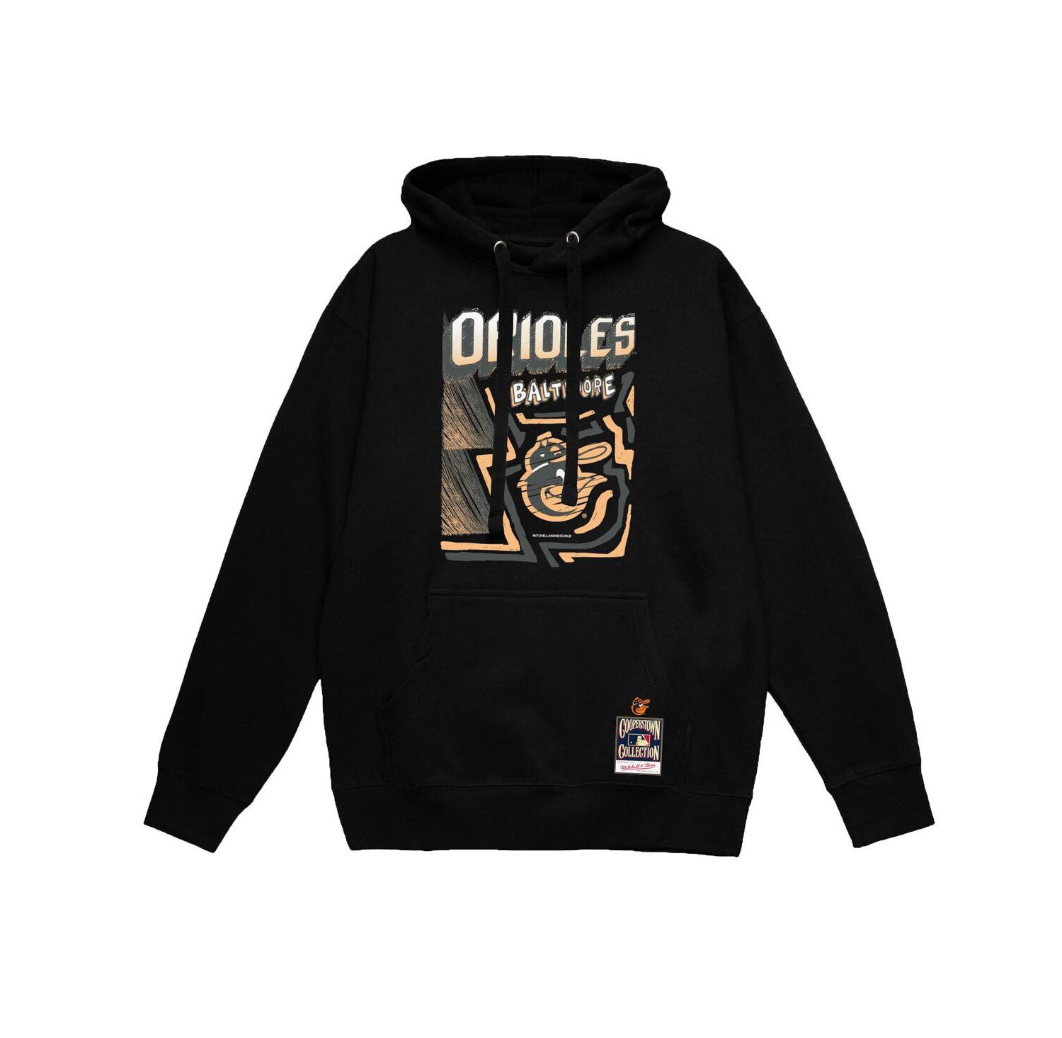 Men's Black Baltimore Orioles Sidewalk Sketch Pullover Hoodie