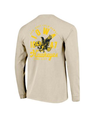 Men's Natural Iowa Hawkeyes Comfort Colors Mascot Overlay Long Sleeve T-Shirt