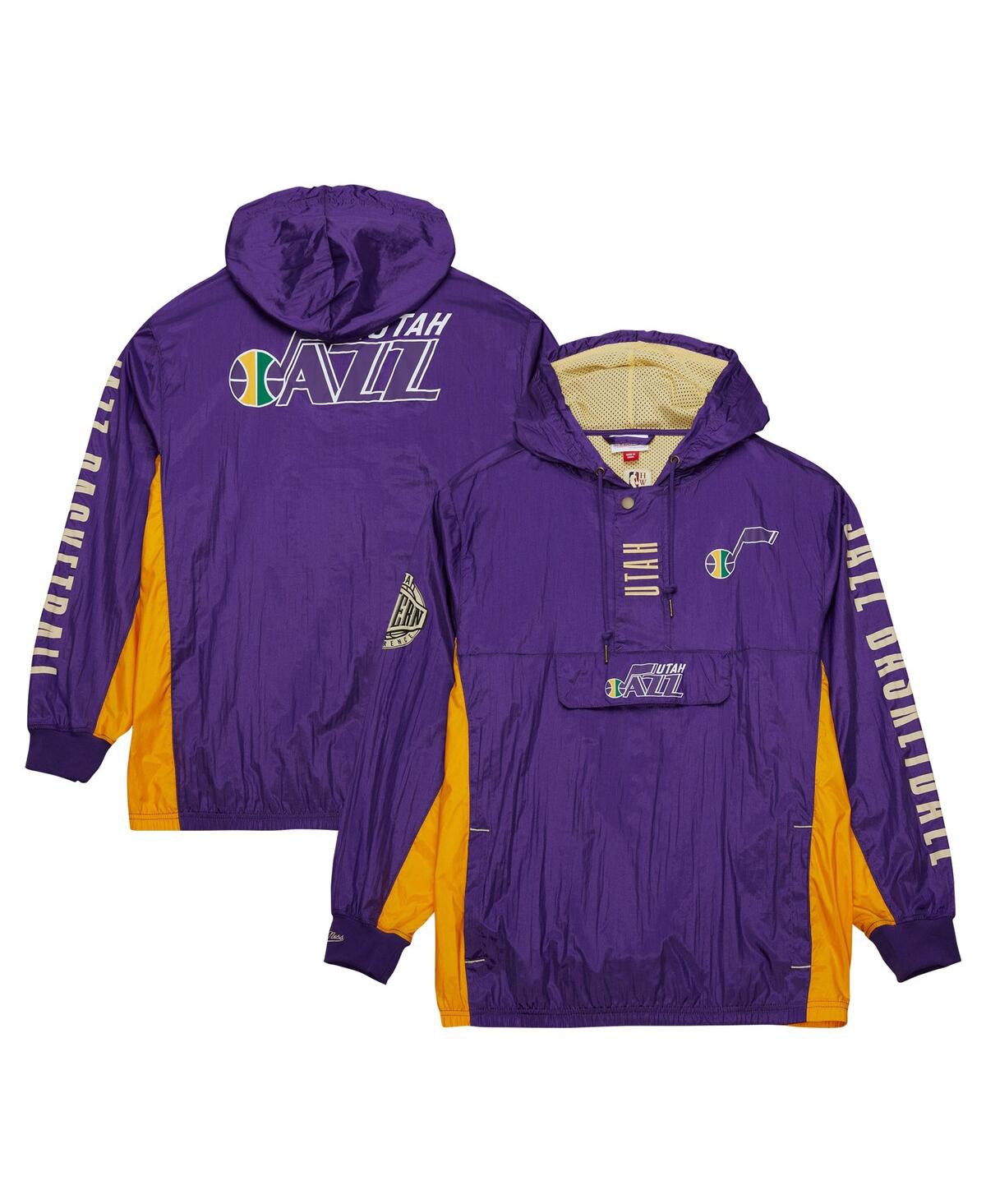 Mitchell & Ness Men's Purple Utah Jazz Team Og 2.0 Vintage Logo Anorak Windbreaker Quarter-zip Sweatshirt In Purple