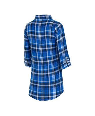 Women's Blue Detroit Lions Laney Plaid Tri-Blend Nightshirt